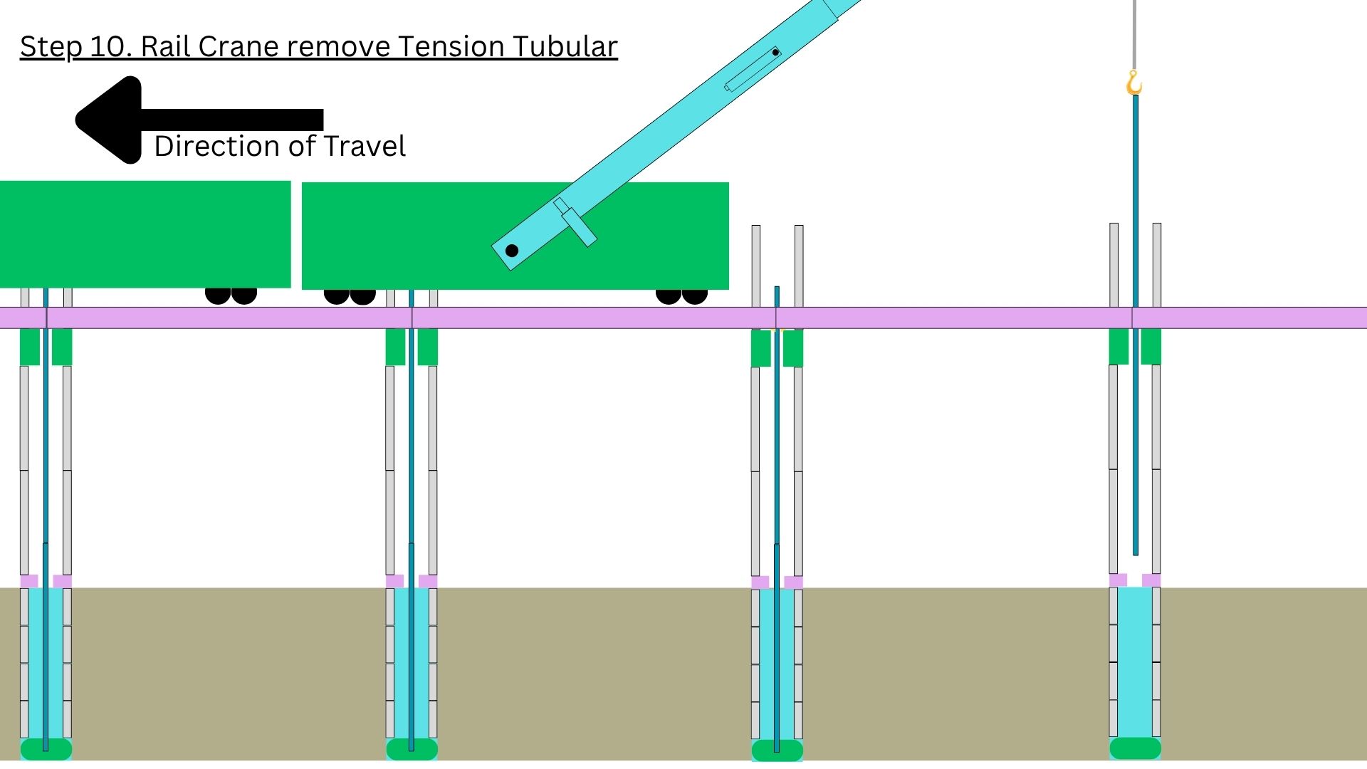 Step 8 — Tension element retrieved for re-use